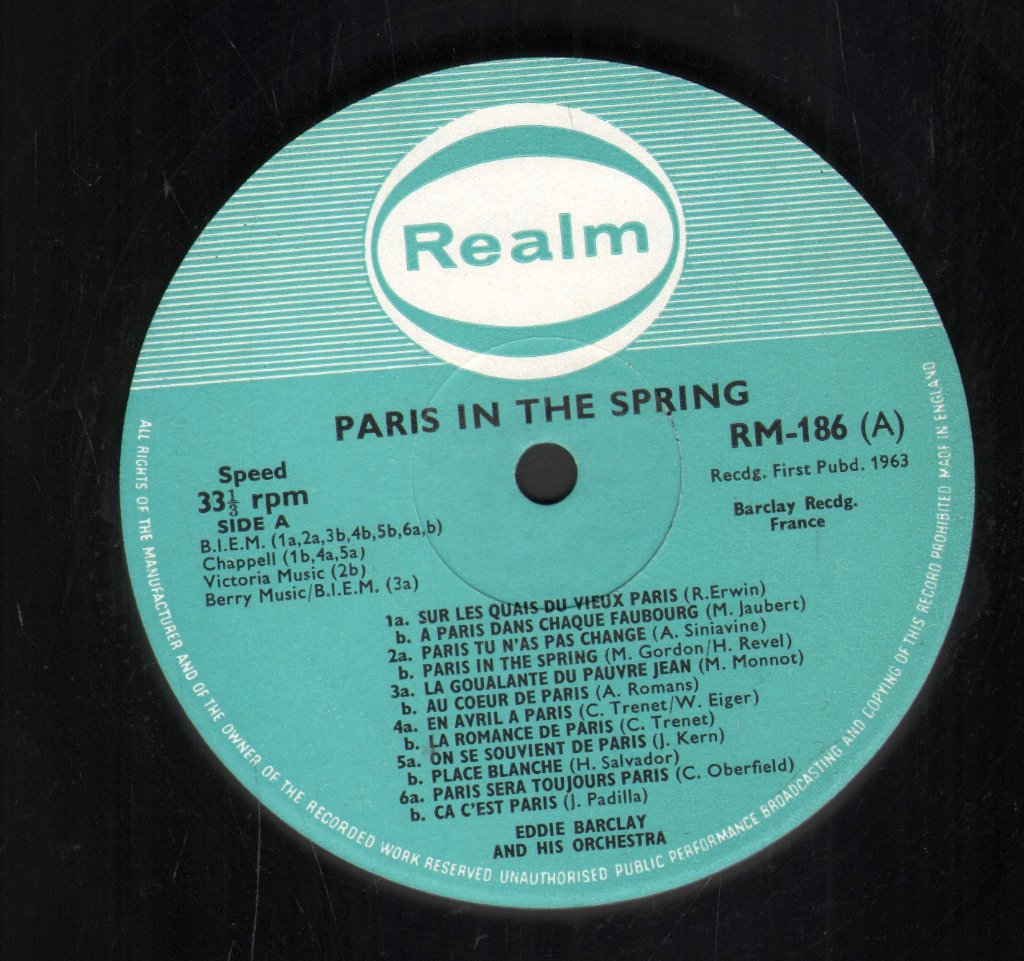 Eddie Barclay And His Orchestra - Paris In The Spring - Lp