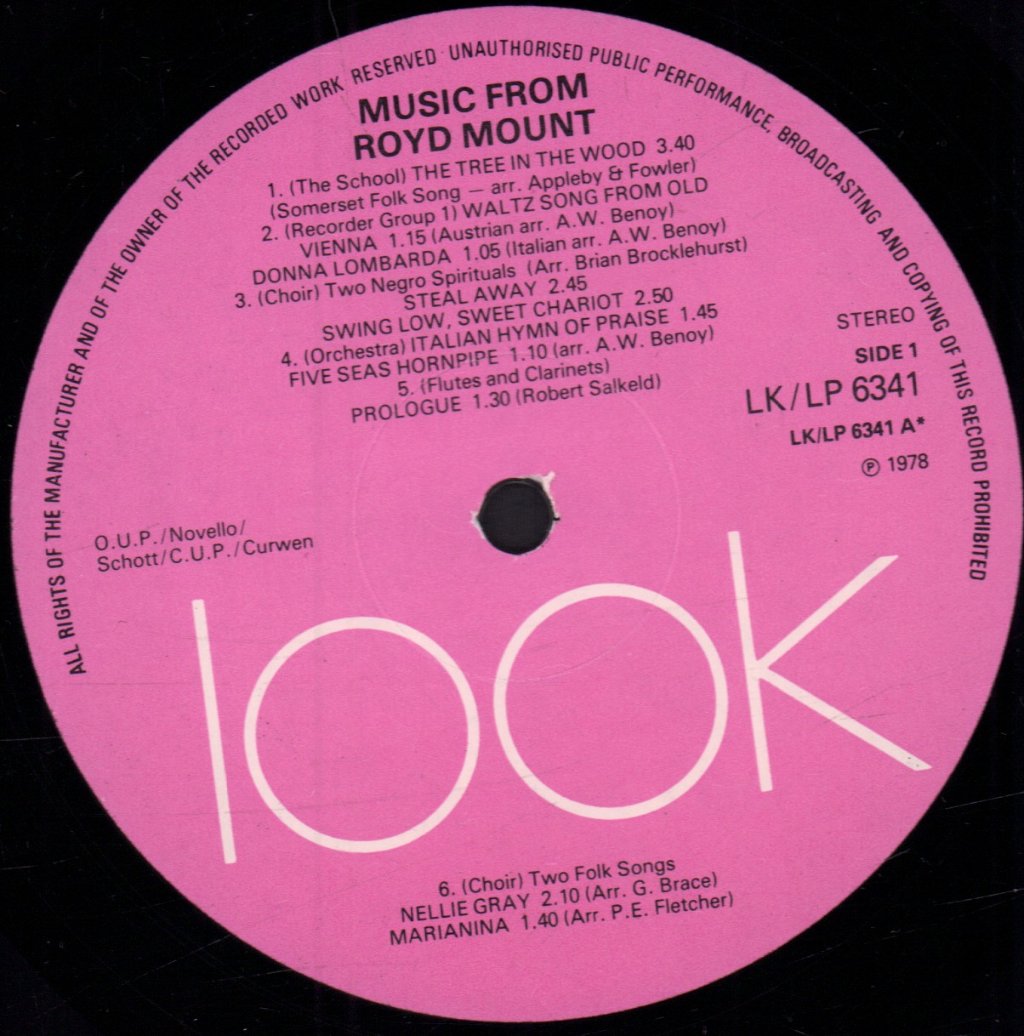 royd mount middle school - music from royd mount - Lp