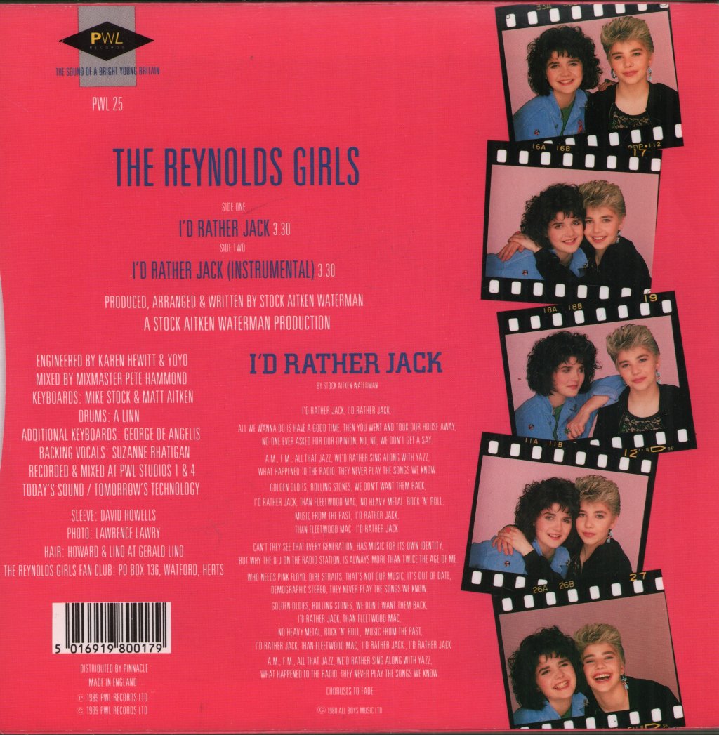 Reynolds Girls - I'd Rather Jack - 7 Inch