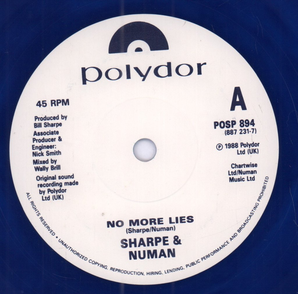 Sharpe And Numan - No More Lies - 7 Inch