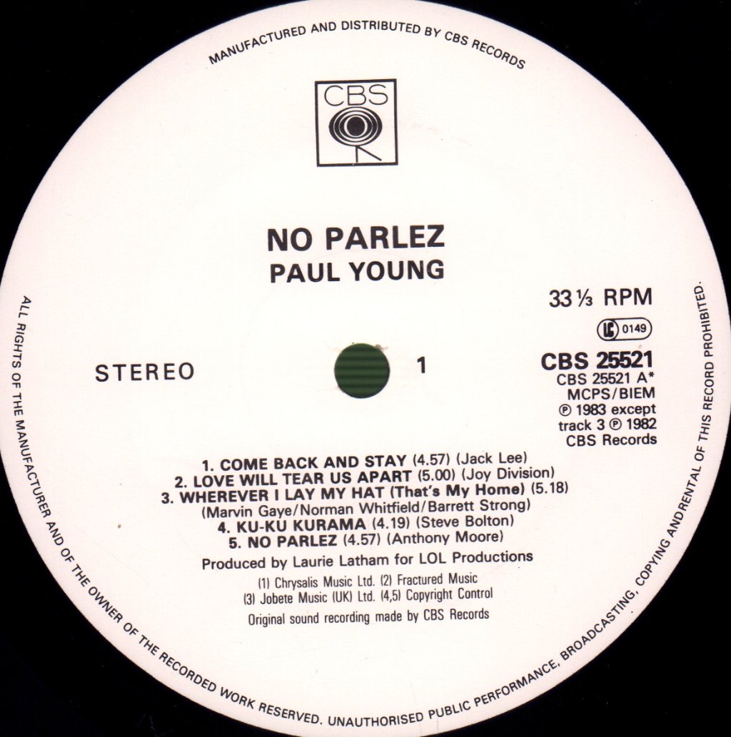 Paul Young - No Parlez - Double Lp