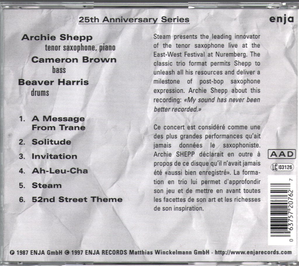 Archie Shepp - Steam - Cd