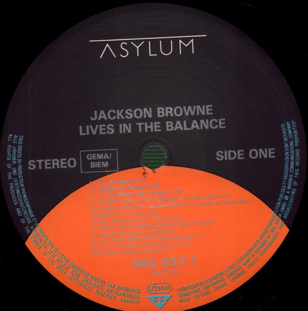 Jackson Browne - Lives In The Balance - Lp