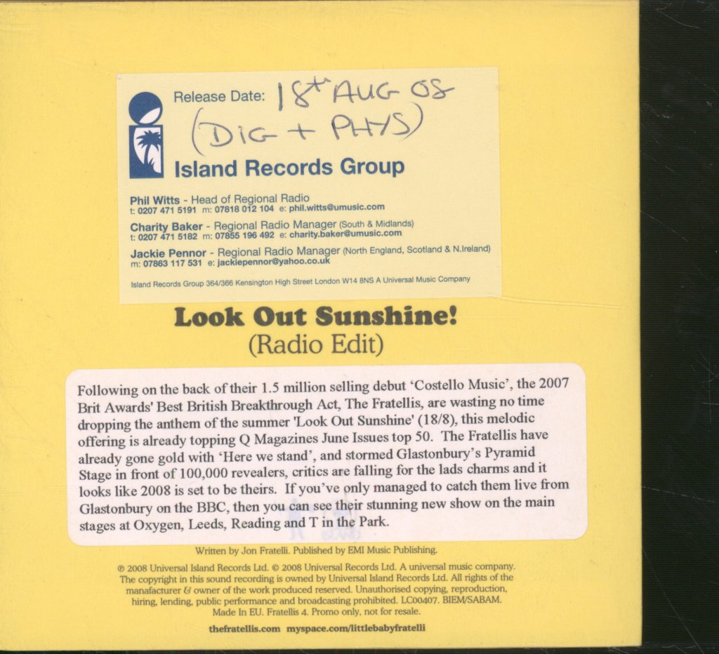 Fratellis - Look Out Sunshine! - Cd