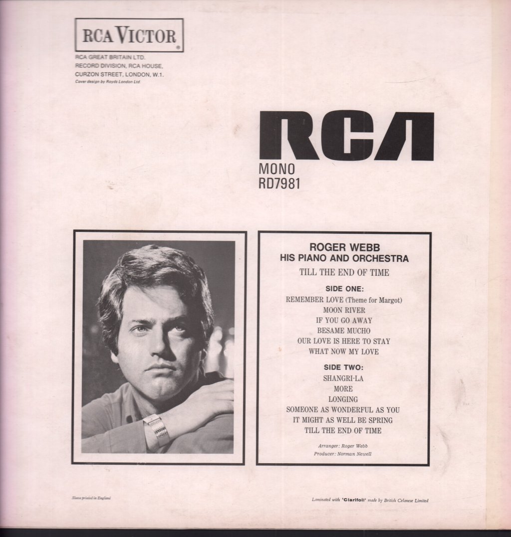 roger webb his piano and orchestra - till the end of time - Lp