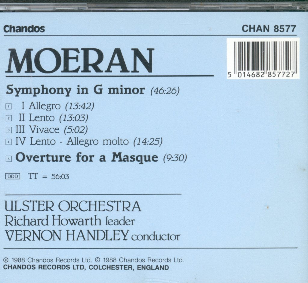 Vernon Handley, Ulster Orchestra - Moeran Symphony In G Minor / Overture For A Masque - Cd