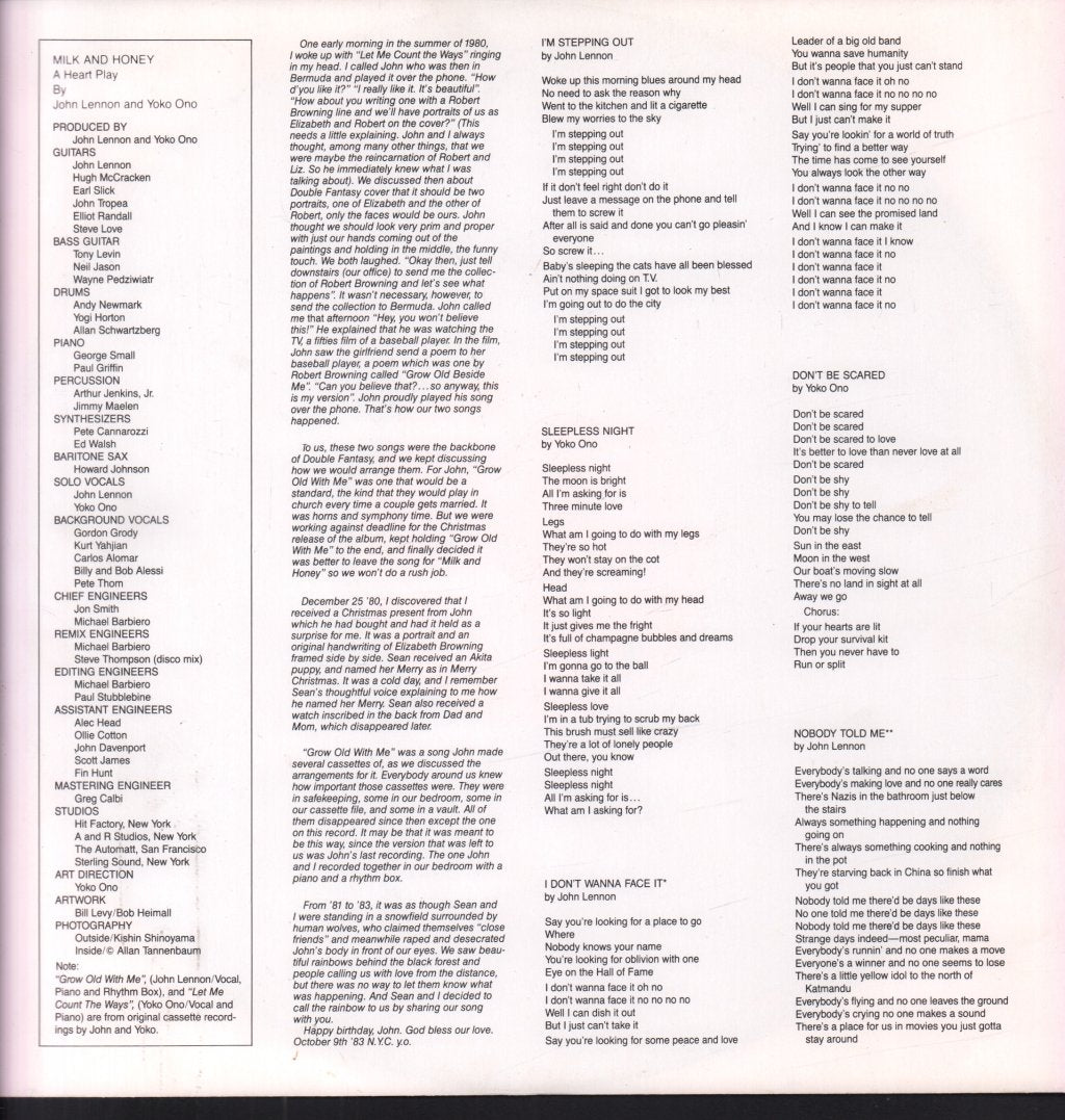 John Lennon And Yoko Ono - Milk And Honey - Lp