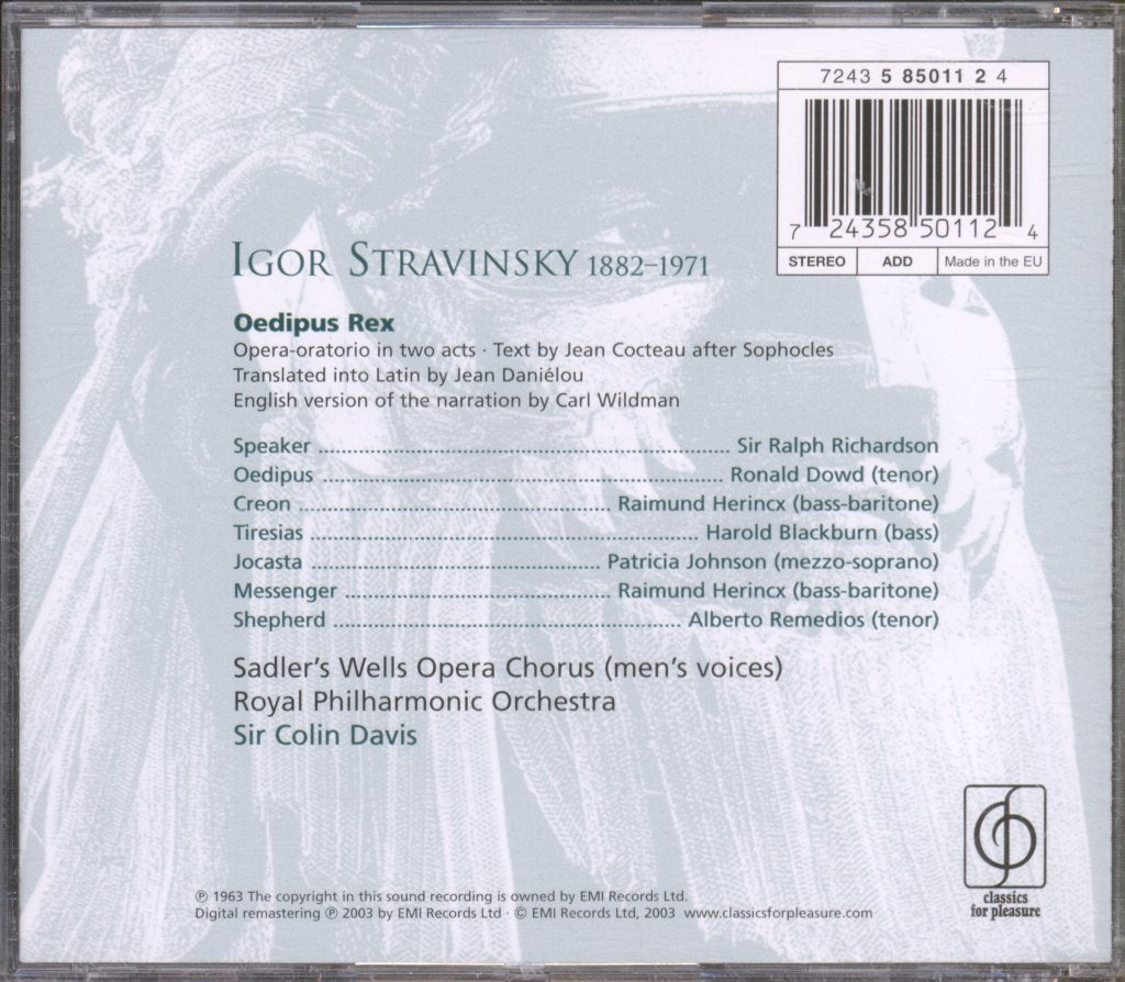 Sadler's Wells Opera Company / Colin Davis - Stravinsky - Oedipus Rex - Cd