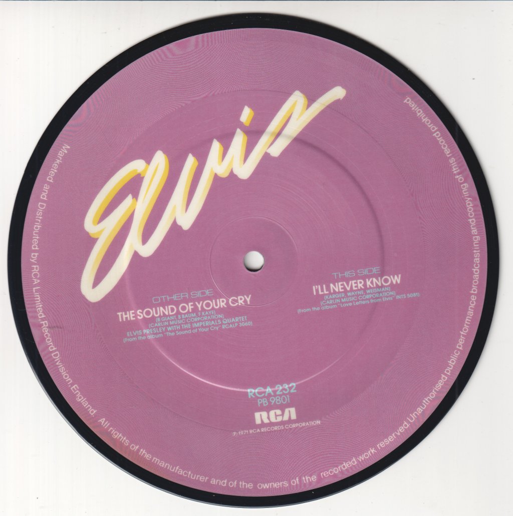 Elvis Presley - Sound Of Your Cry - 7 Inch