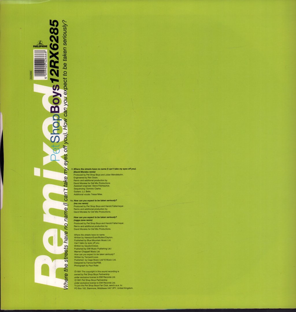 Pet Shop Boys - Where The Streets Have No Name - 12 Inch