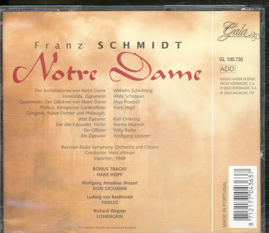 Bavarian Radio Symphony Orchestra / Hanz Altman - Franz Schmidt - Notre Dame - Double Cd