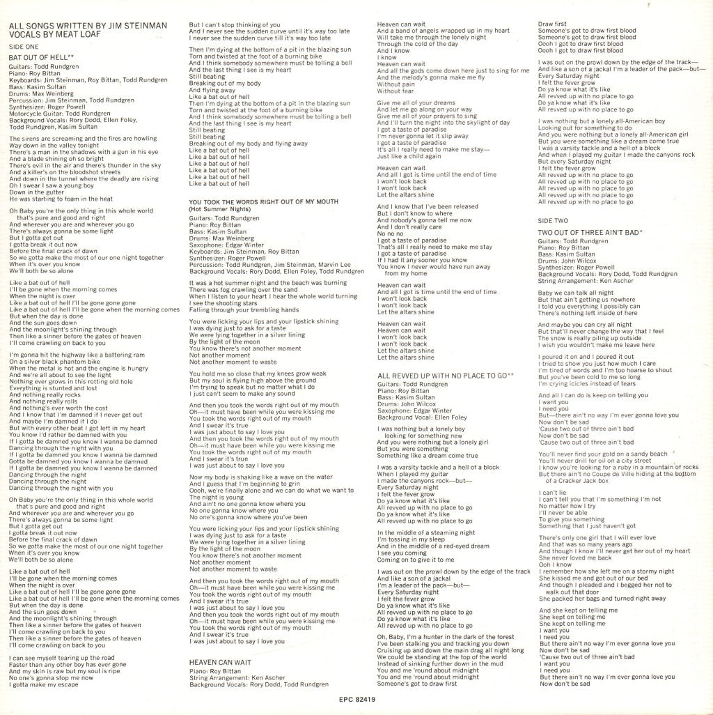 Meat Loaf - Bat Out Of Hell - Lp