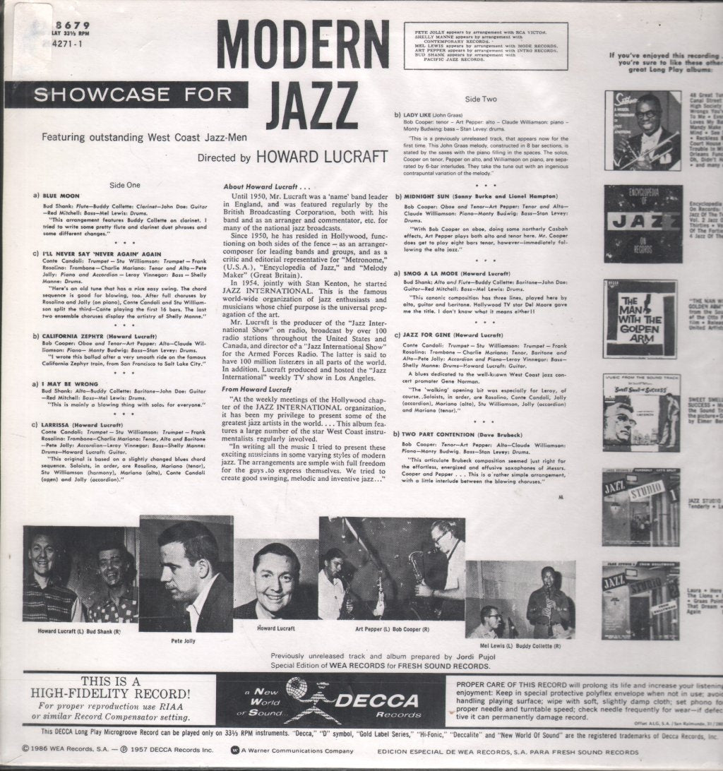 Howard Lucraft - Showcase For Modern Jazz - Lp