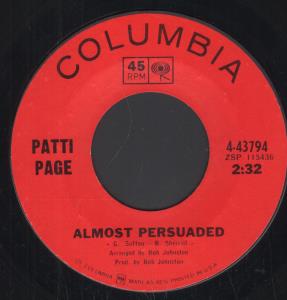 Patti Page - Almost Persuaded - 7 Inch
