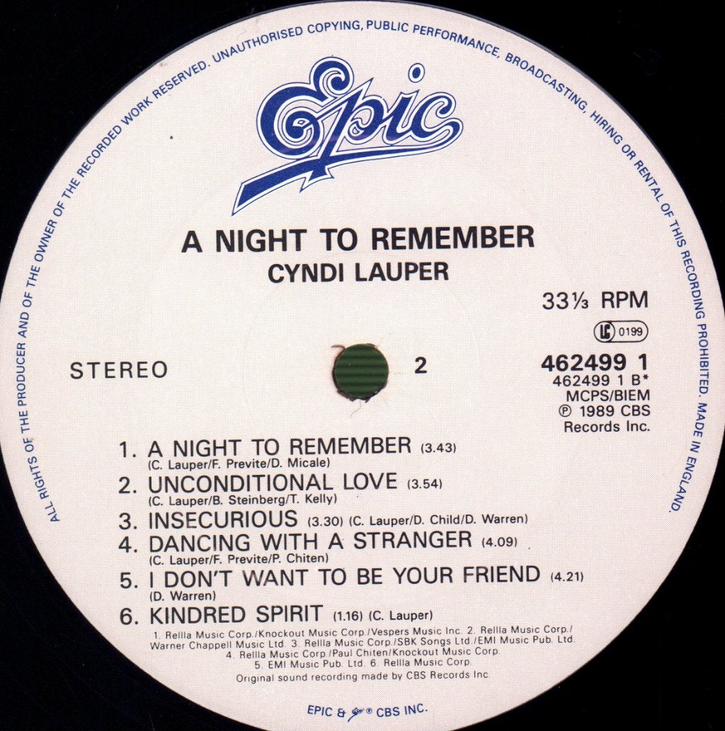 Cyndi Lauper - A Night To Remember - Lp
