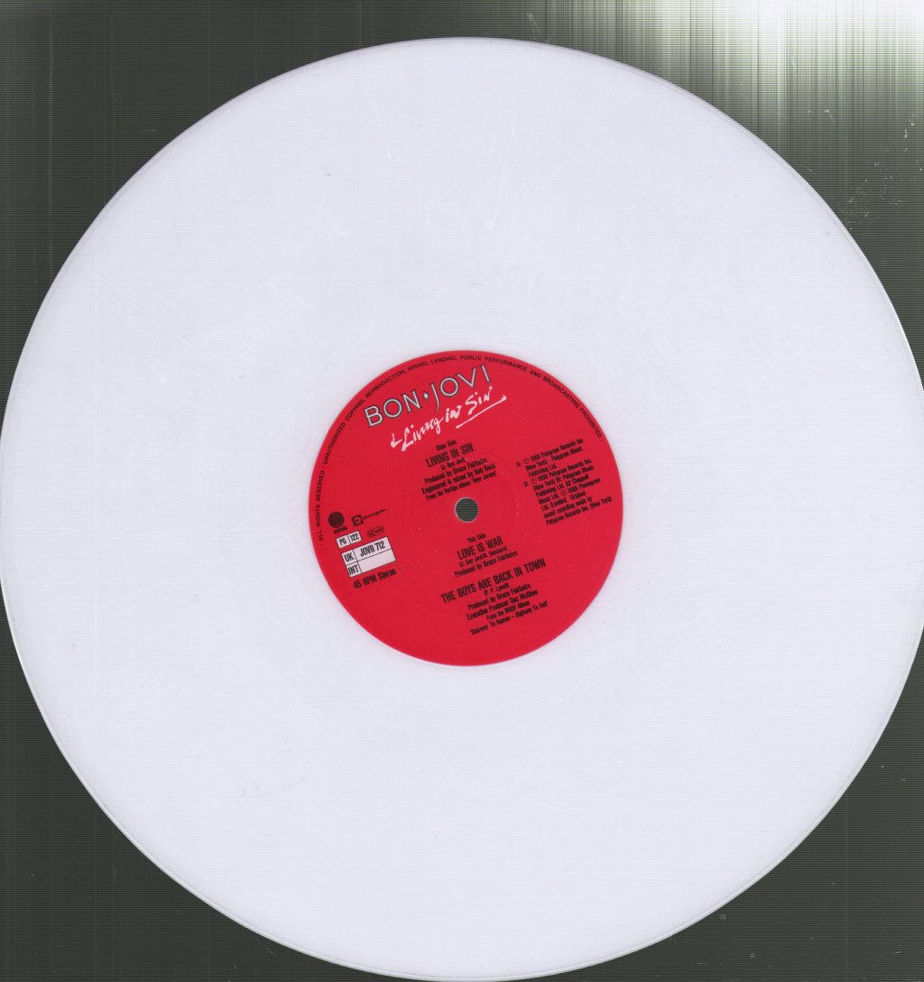 Bon Jovi - Living In Sin - 12 Inch