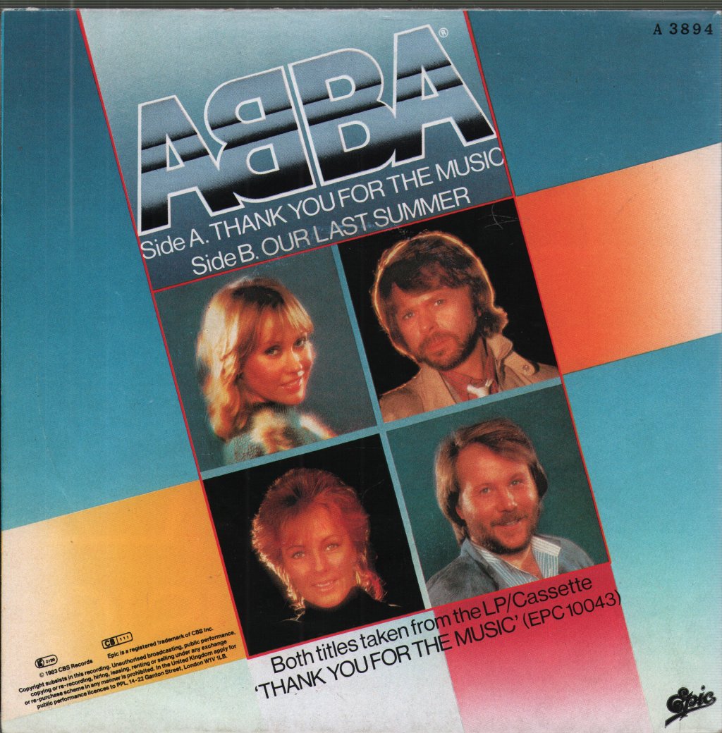 ABBA - Thank You For The Music - 7 Inch