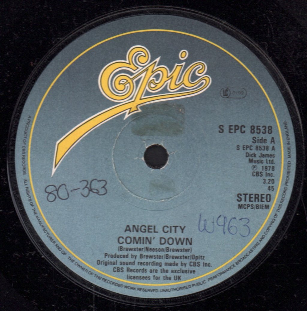 Angel City (80'S Group) - Comin' Down - 7 Inch