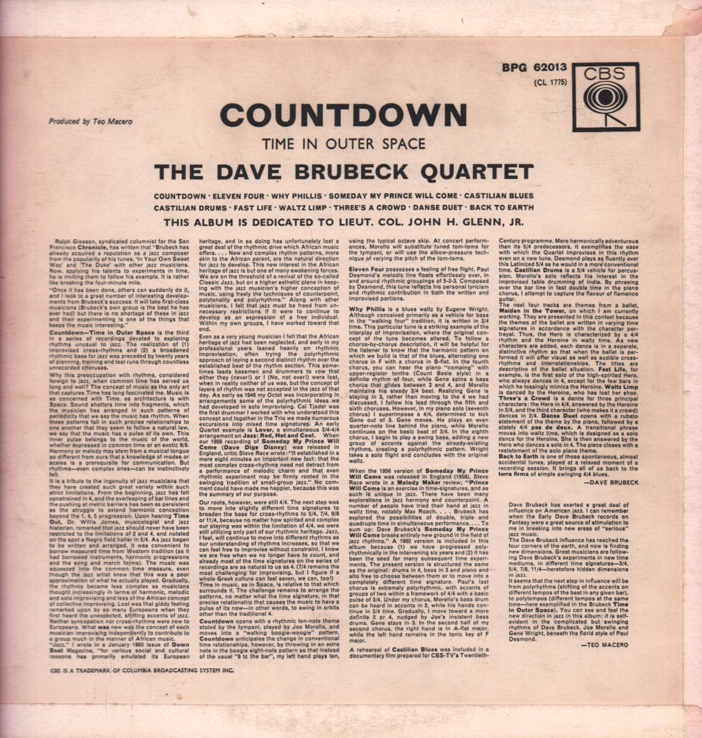 Dave Brubeck Quartet - Countdown Time In Outer Space - Lp