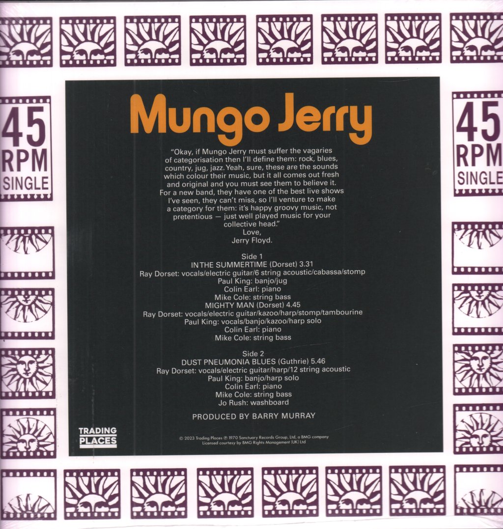 Mungo Jerry - In The Summertime/MIghty Man/Dust Pneumonia Blues - 12 Inch