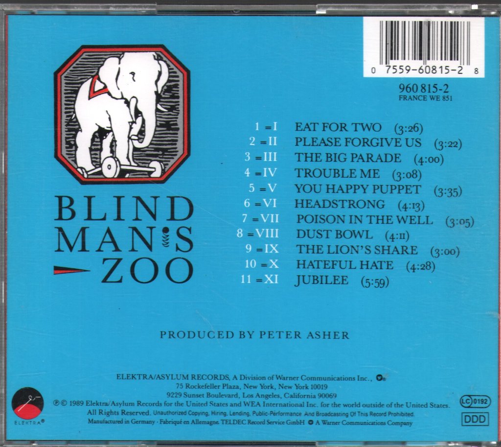 10,000 Maniacs - Blind Man's Zoo - Cd