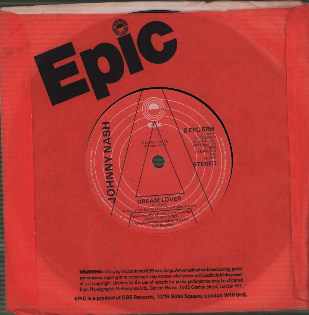 Johnny Nash - Dream Lover - 7 Inch
