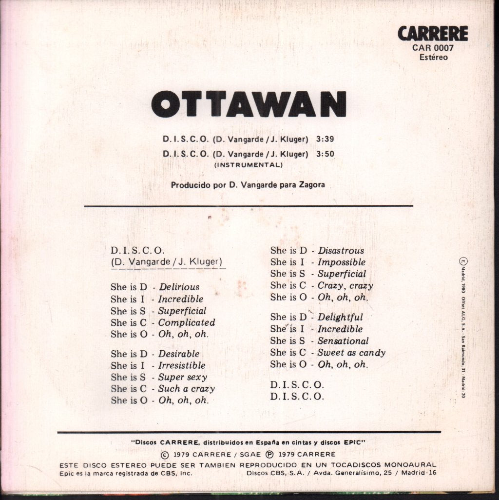 Ottawan - Disco - 7 Inch