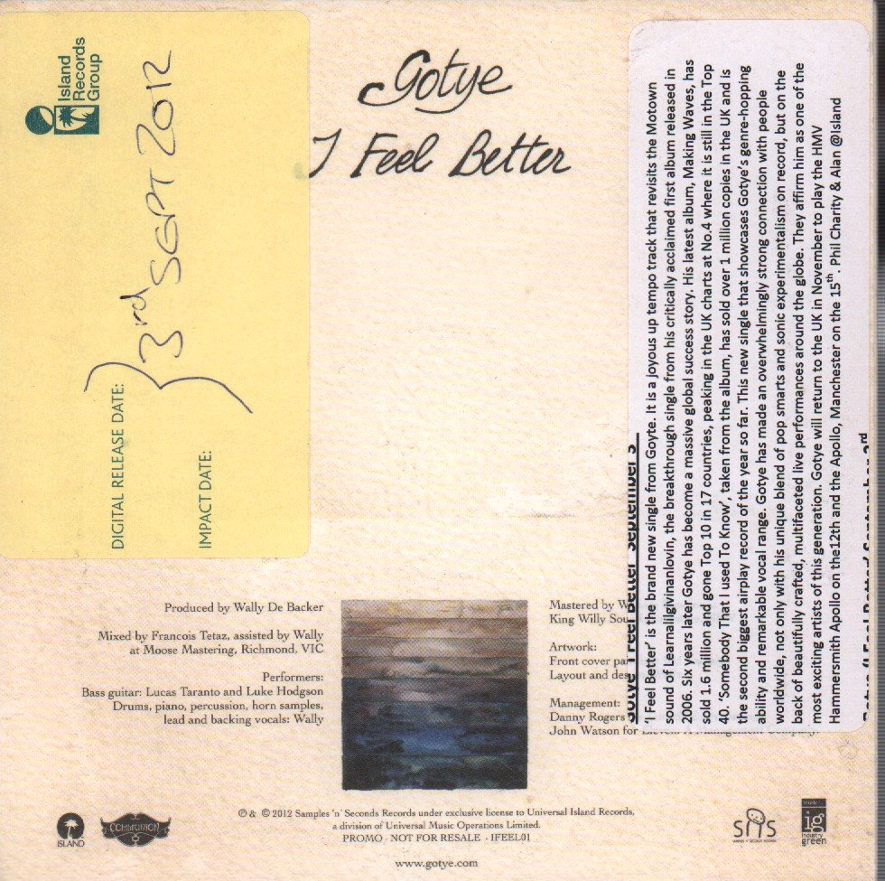 Gotye - I Feel Better - Cd