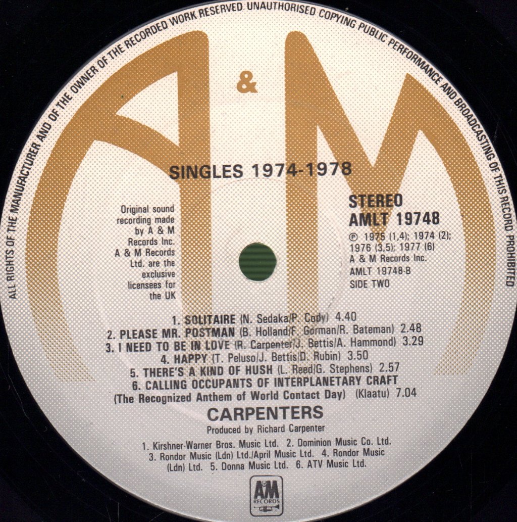 Carpenters - Singles 1974-1978 - Lp