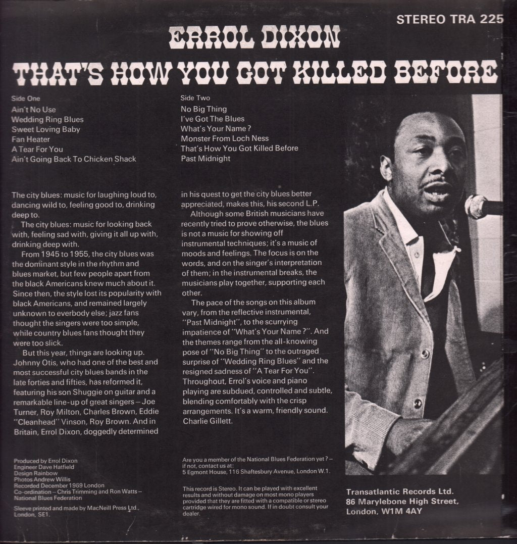 Errol Dixon - That's How You Got Killed Before - Lp