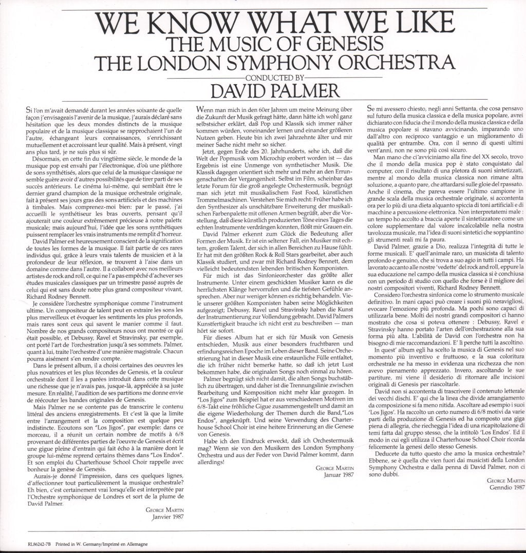 London Symphony Orchestra - We Know What We Like The Music Of Genesis - Lp