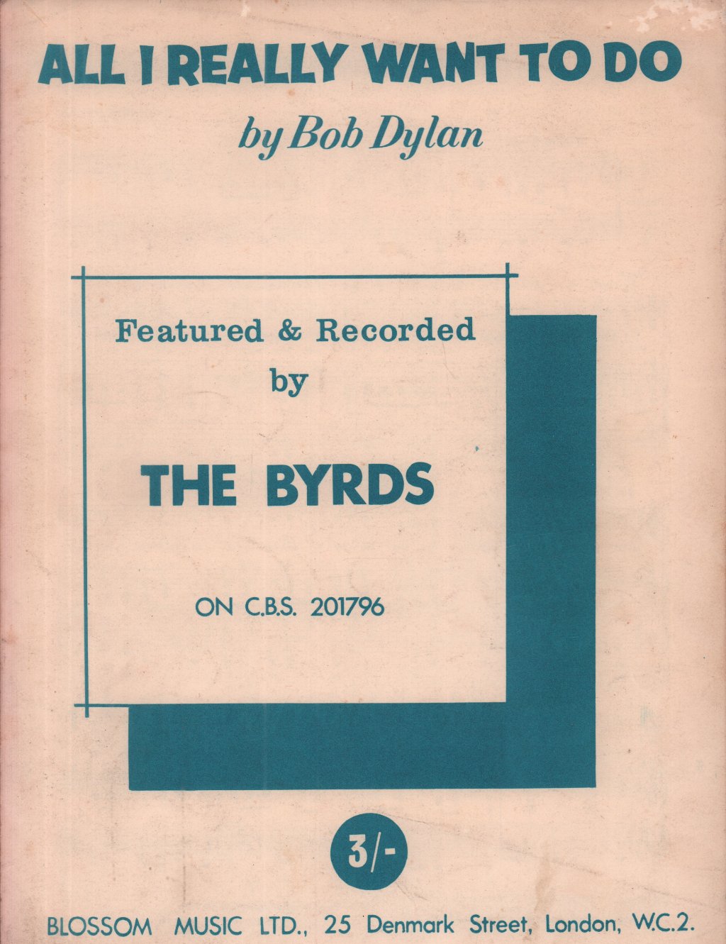 Byrds - All I Really Want To Do - Sheet Music