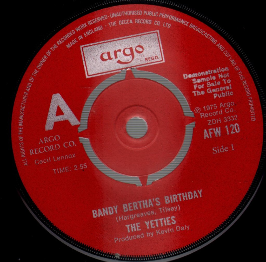 Yetties - Bandy Bertha's Birthday - 7 Inch