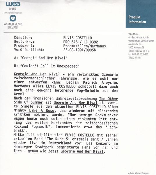 Elvis Costello - Georgie And Her Rival - 7 Inch