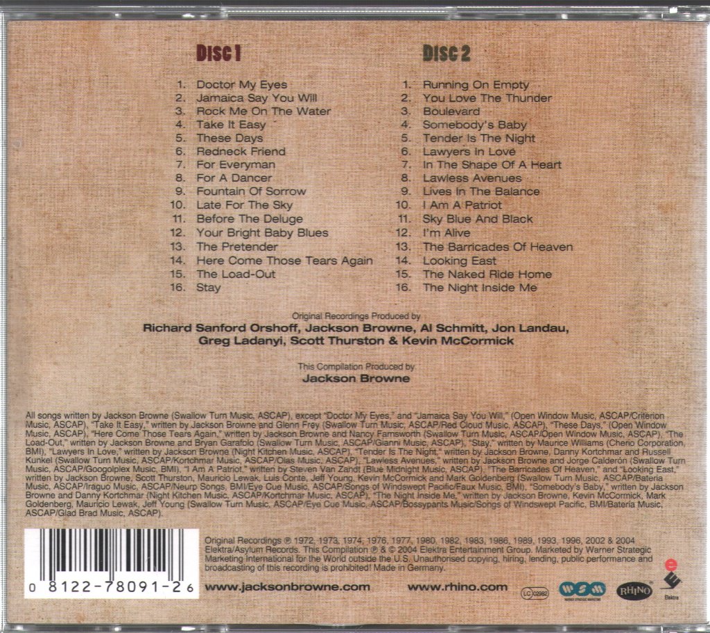 Jackson Browne - Very Best Of Jackson Browne - Double Cd