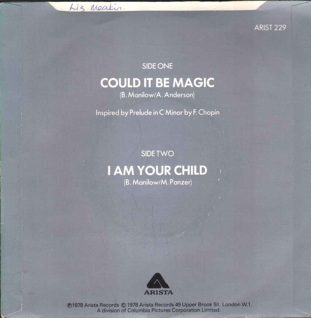 Barry Manilow - Could It Be Magic - 7 Inch