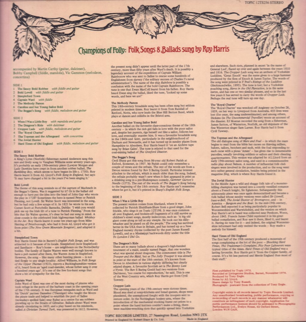 Roy Harris - Champions Of Folly - Lp