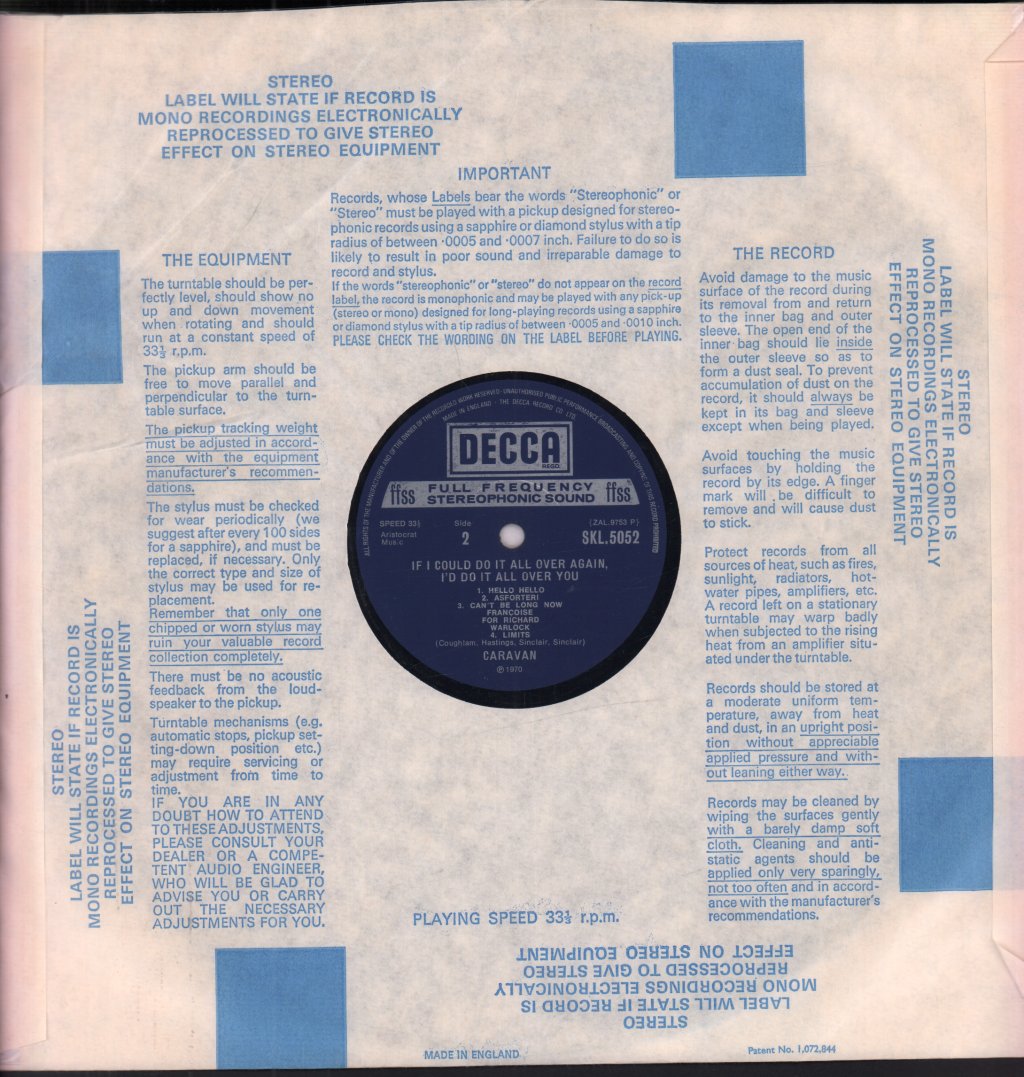 Caravan - If I Could Do It All Over Again, I'd Do It All Over You - Lp