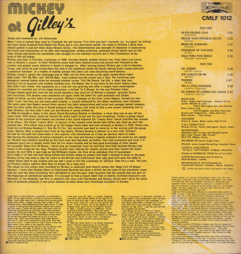 Mickey Gilley - Mickey At Gilley's - Lp