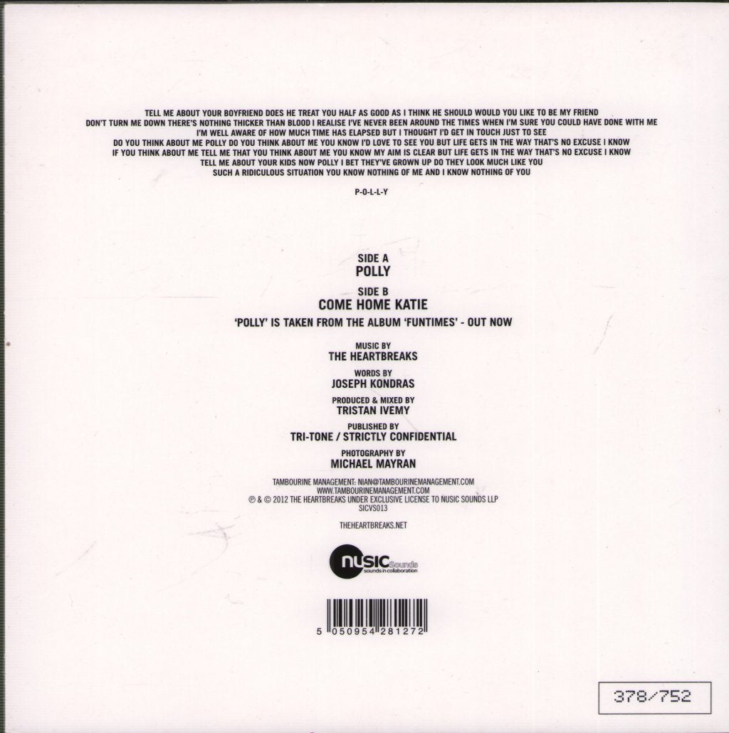 Heartbreaks - Polly - 7 Inch