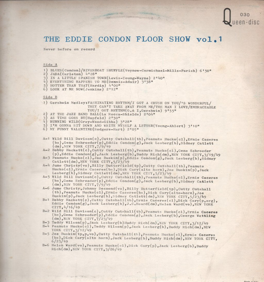 Eddie Condon - Floor Show Vol 1 - Lp