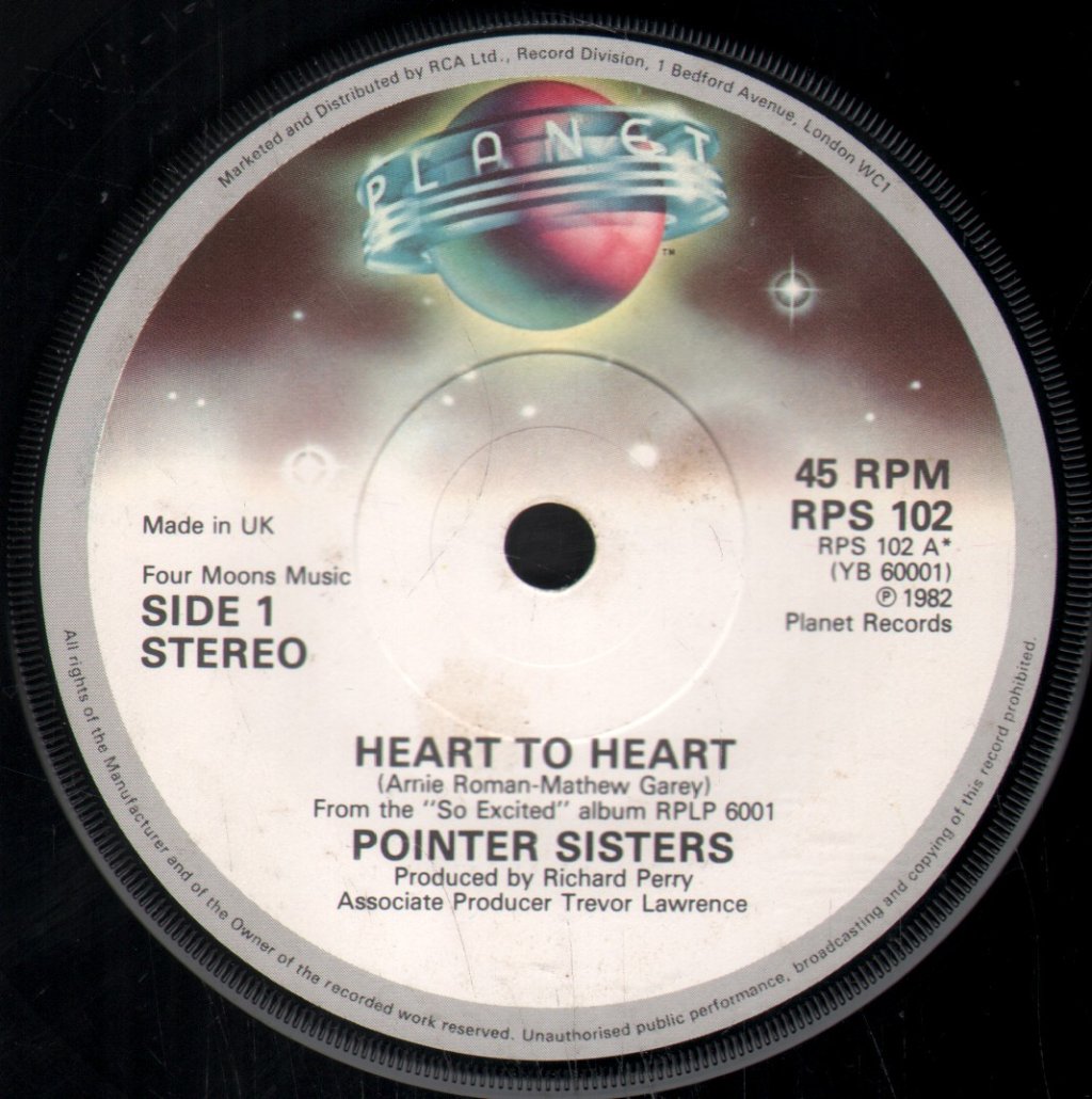 Pointer Sisters - Heart To Heart - 7 Inch