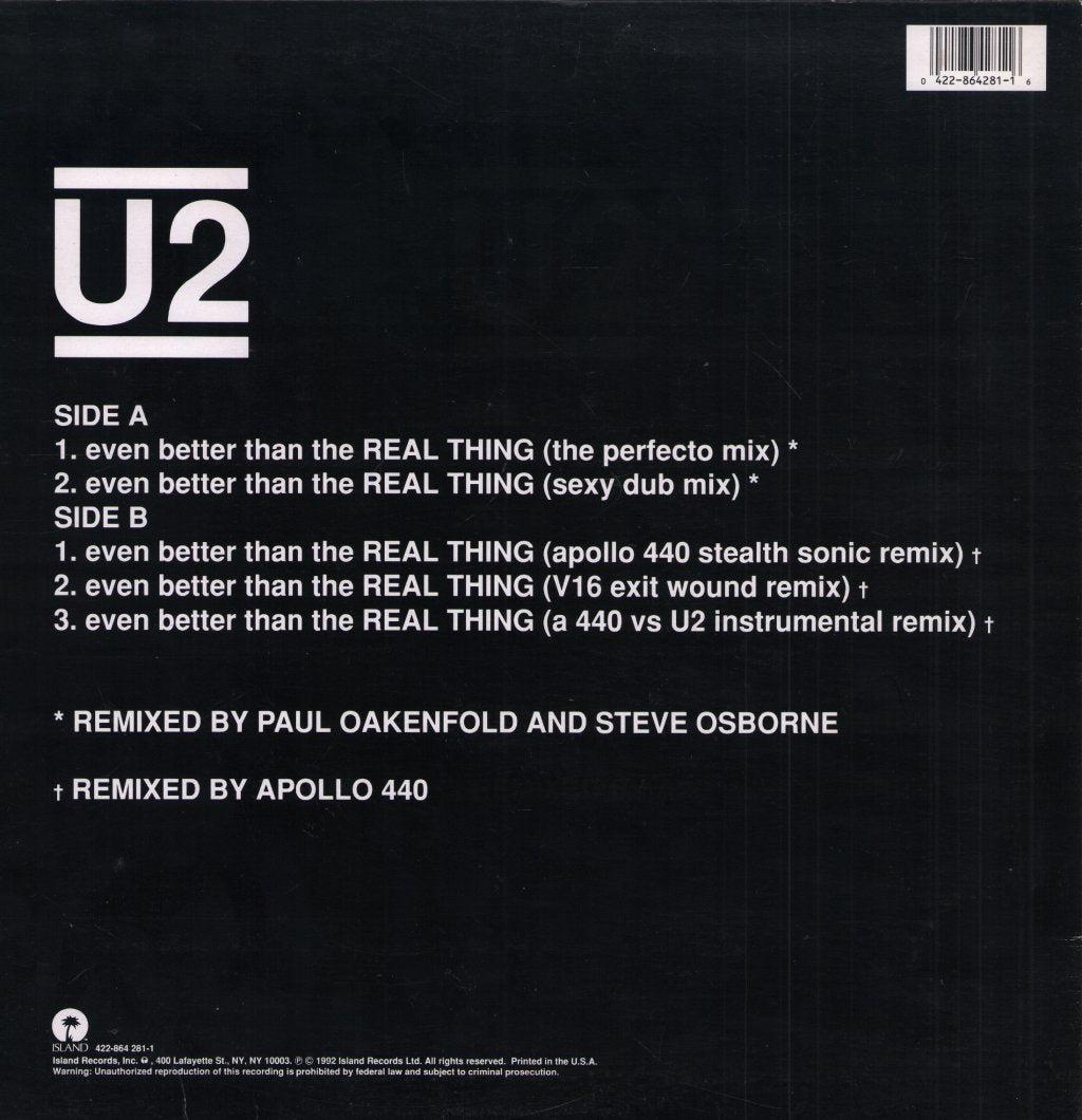 U2 - Even Better Than The Real Thing - Remixes - 12 Inch