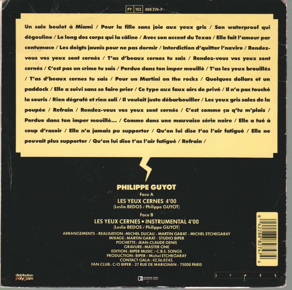 Philippe Guyot - Les Yeux Cernes - 7 Inch