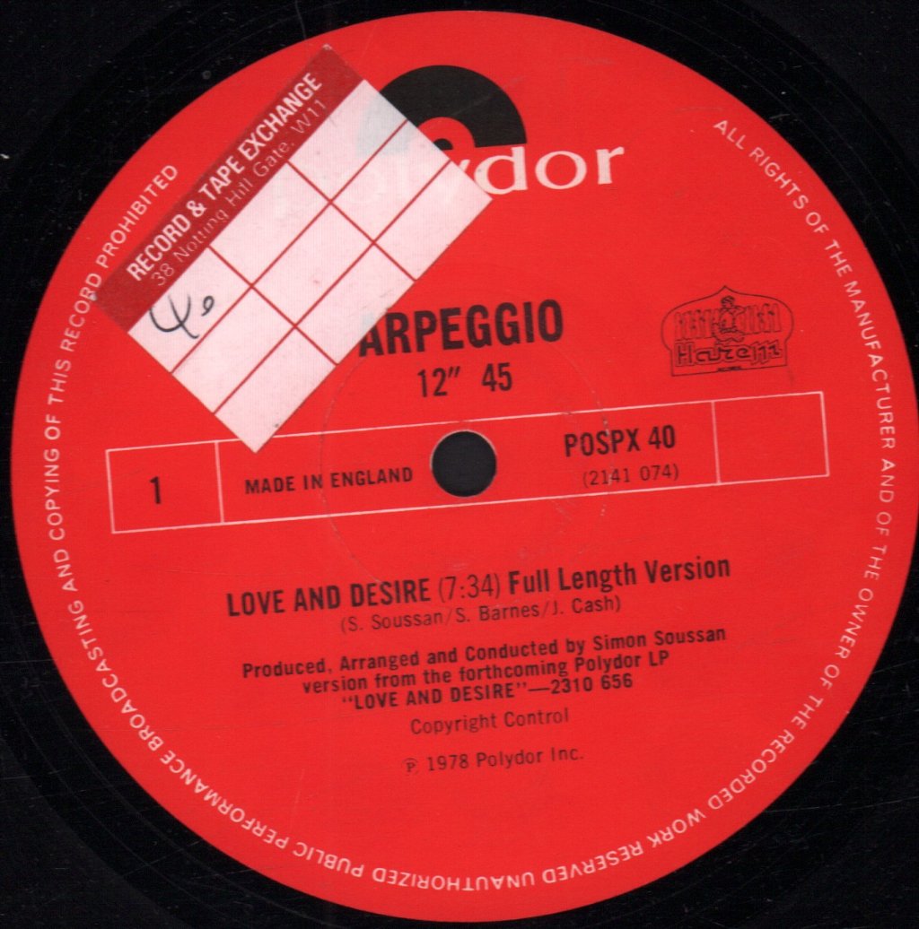 Arpeggio - Love And Desire - 12 Inch