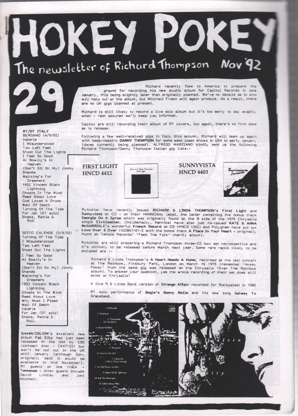 Richard Thompson - Hokey Pokey 29 - November 1992 - Fanzine
