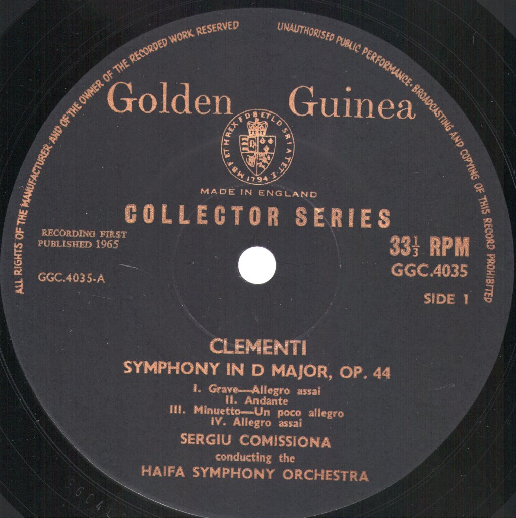 Haifa Symphony Orchestra / Sergiu Comissiona - Clementi - Symphony In D Major, Op. 44 / Boccherini - Lp