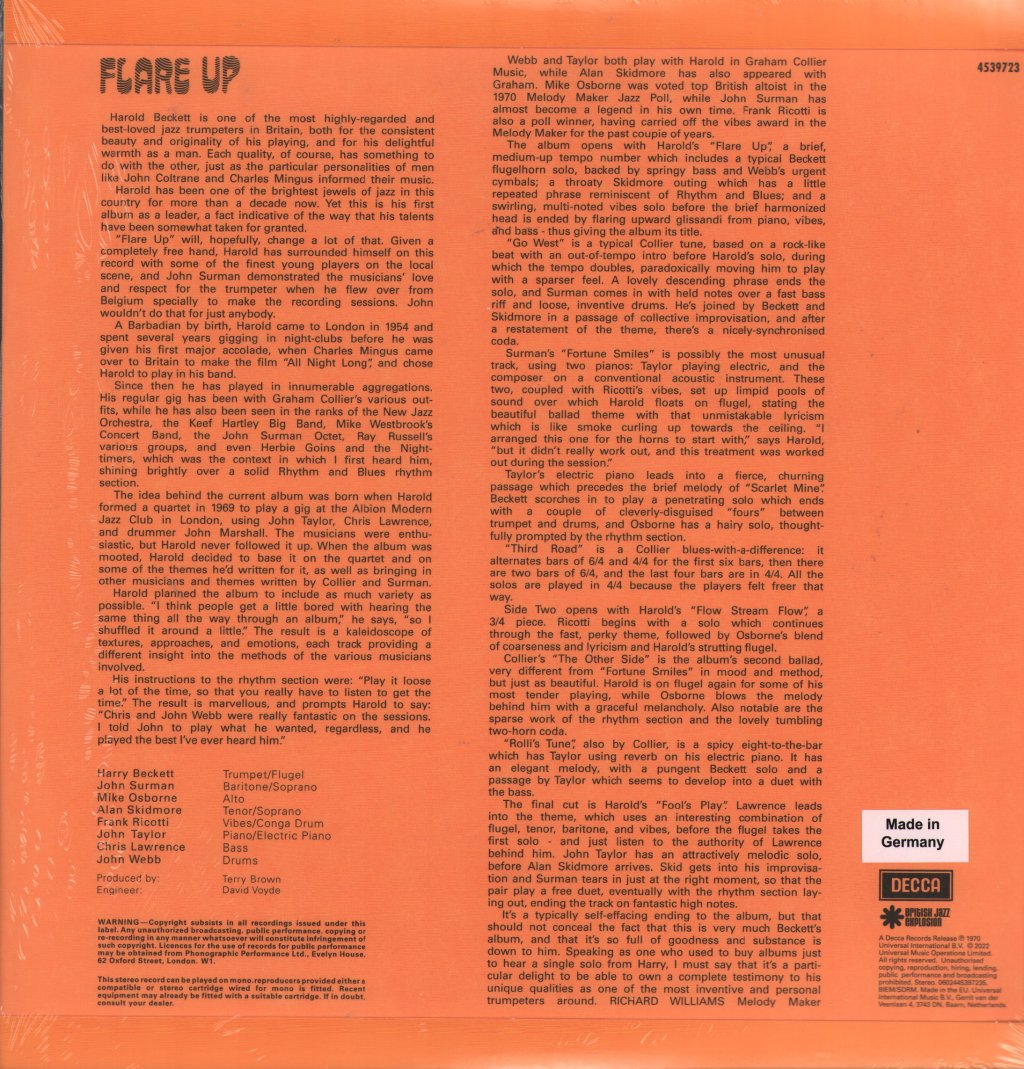 Harry Beckett - Flare Up (British Jazz Explosion Series) - Lp