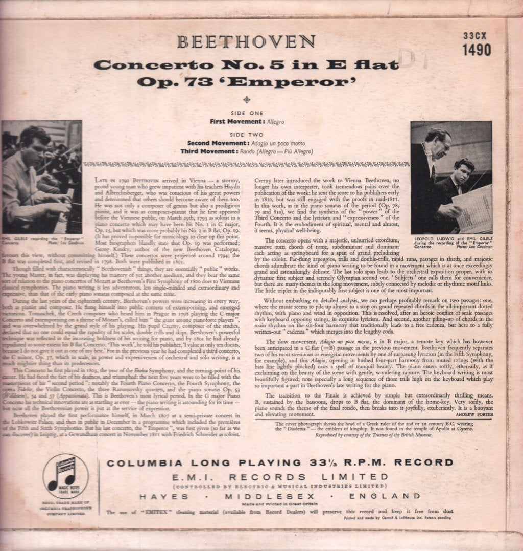 Emil Gilels Philharmonia Orchestra - beethoven Concerto No.5 In E Flat Op.73 Emperor - Lp