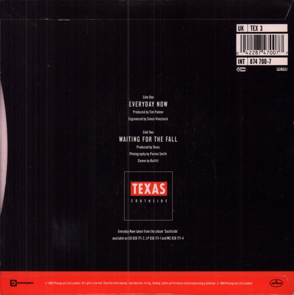 Texas - Everyday Now - 7 Inch